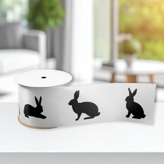 Bunny Silhouettes In Black Cute Easter Satin Ribbon