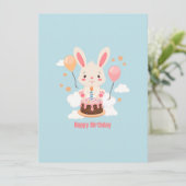 Bunny Sitting On Clouds With A Cake (Standing Front)