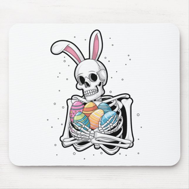 Bunny Skeleton Holding Easter Eggs Funny Easter Da Mouse Pad (Front)