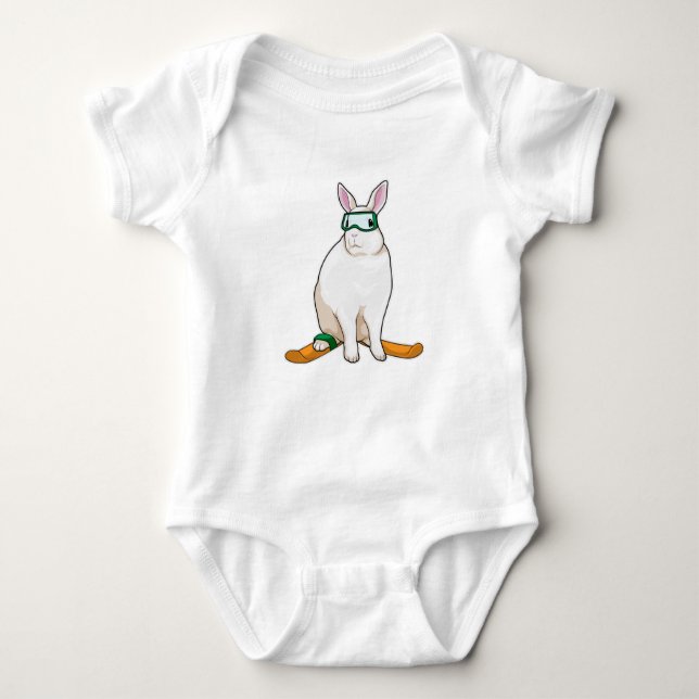 Bunny Skier Ski Baby Bodysuit (Front)