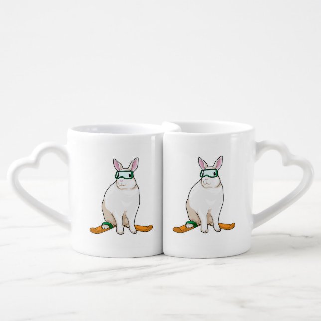 Bunny Skier Ski Coffee Mug Set (Front Nesting)