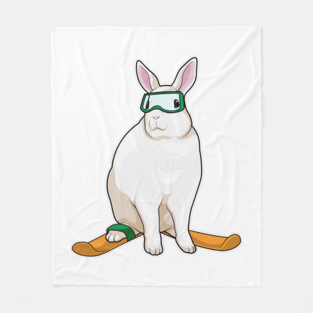 Bunny Skier Ski Fleece Blanket (Front)