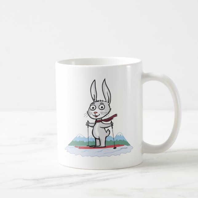 Bunny Skiing Coffee Mug (Right)