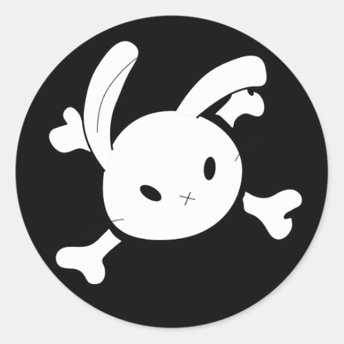 bunny skull classic round sticker
