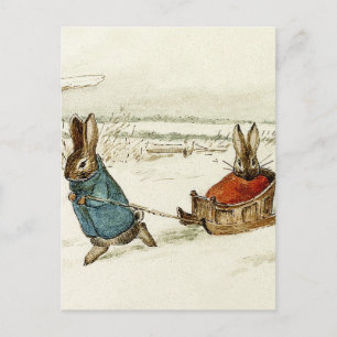 “Bunny Sleigh Ride” by Beatrix Potter Postcard