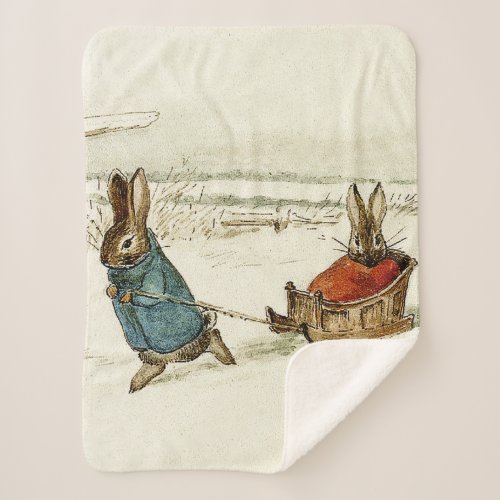 Bunny Sleigh Ride by Beatrix Potter Sherpa Blanket