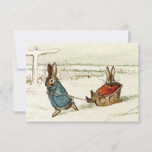 Bunny Sleigh Ride by Beatrix Potter Thank You Card