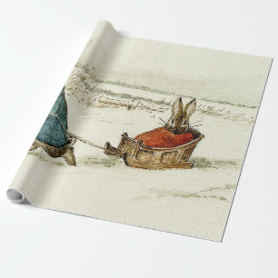 “Bunny Sleigh Ride” by Beatrix Potter Wrapping Paper