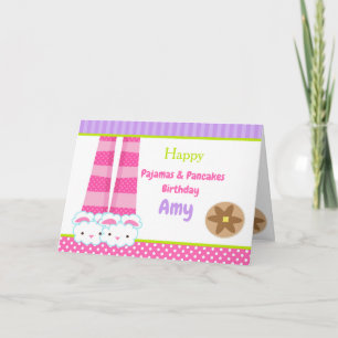 Bunny Slippers Pyjamas & Pancakes Birthday Party Card