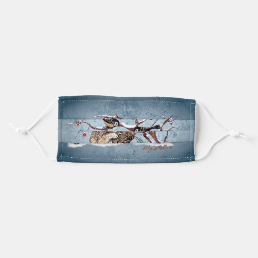 Bunny & Snow Birds Adult Cloth Face Mask (Front, Folded)