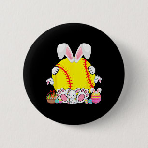 Bunny Softball Ball Costume Easter Player Fan Hunt Button