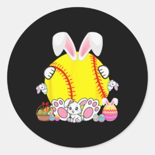 Bunny Softball Ball Costume Easter Player Fan Hunt Classic Round Sticker