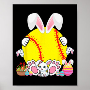 Bunny Softball Ball Costume Easter Player Fan Hunt Poster