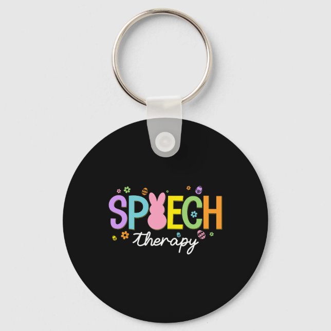 Bunny Speech Therapist Slp Easter Day Speech Thera Keychain (Front)
