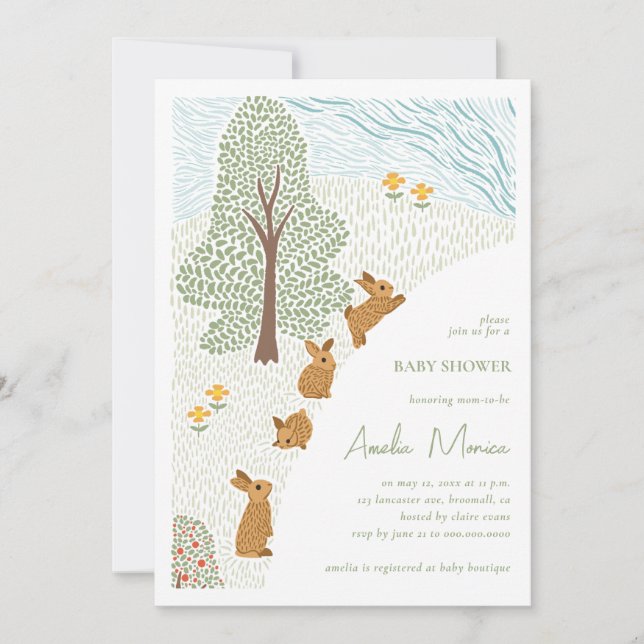 Bunny Spring Baby Shower Invitation (Front)