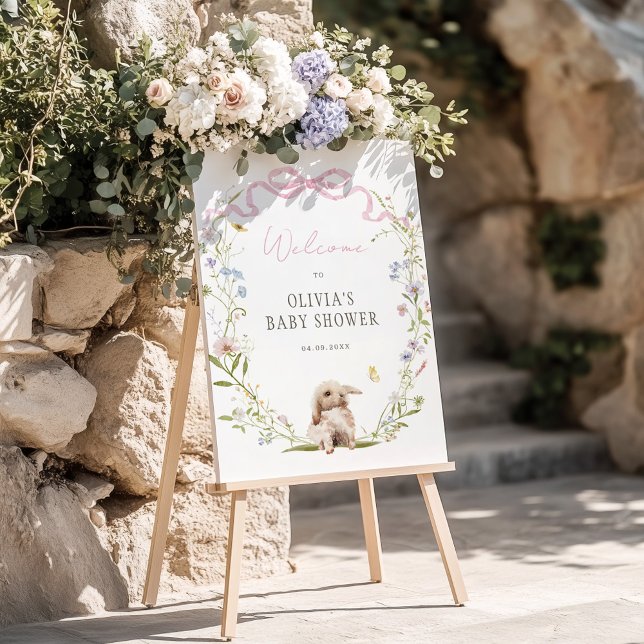 Bunny Spring Bow Wreath Baby Shower Welcome Foam Board (Creator Uploaded)