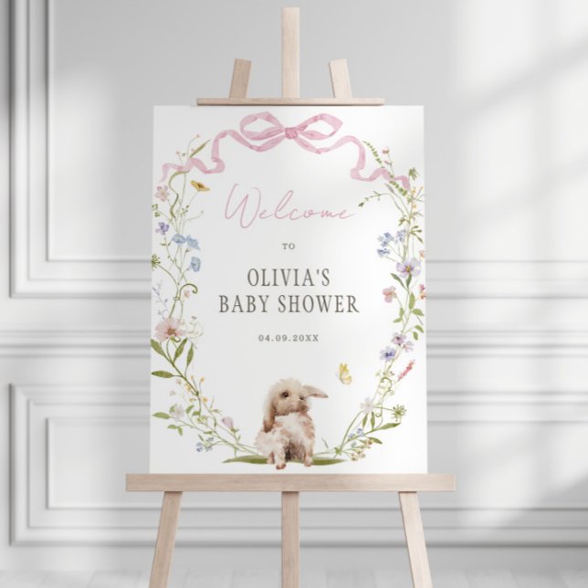 Bunny Spring Bow Wreath Baby Shower Welcome Foam Board (Creator Uploaded)