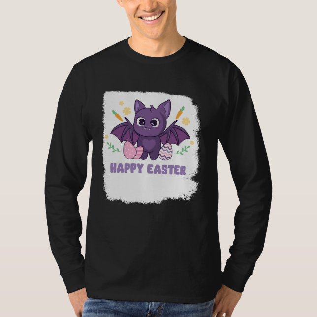 Bunny Spring Hunt Eggs bat Rabbit Happy Easter Day T-Shirt (Front)