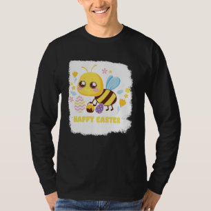 Bunny Spring Hunt Eggs bee Happy Easter Day T-Shirt