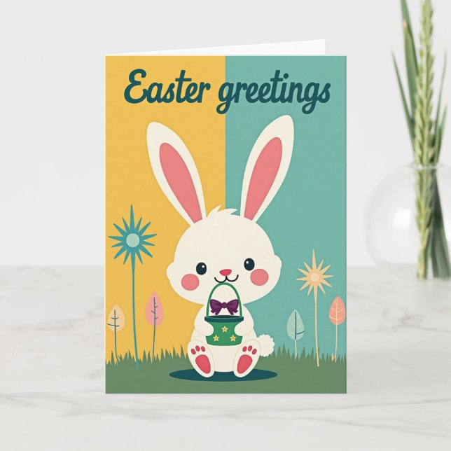 Bunny Springtime Greetings Card (Front)