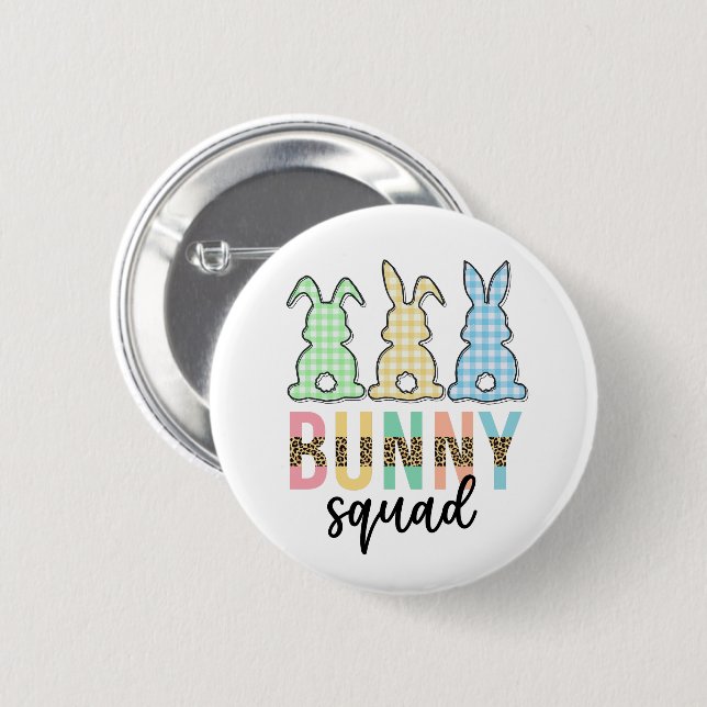 Bunny Squad | Easter Egg Hunt Cute Bunny Button (Front & Back)