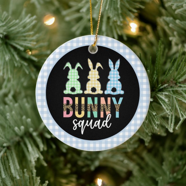 Bunny Squad | Easter Egg Hunt Cute Bunny Ceramic Ornament (Tree)