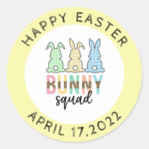 Bunny Squad  Easter Egg Hunt Cute Bunny Classic Round Sticker