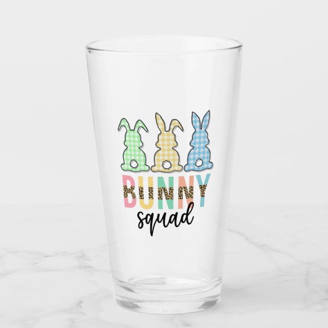 Bunny Squad | Easter Egg Hunt Cute Bunny Glass (Front)