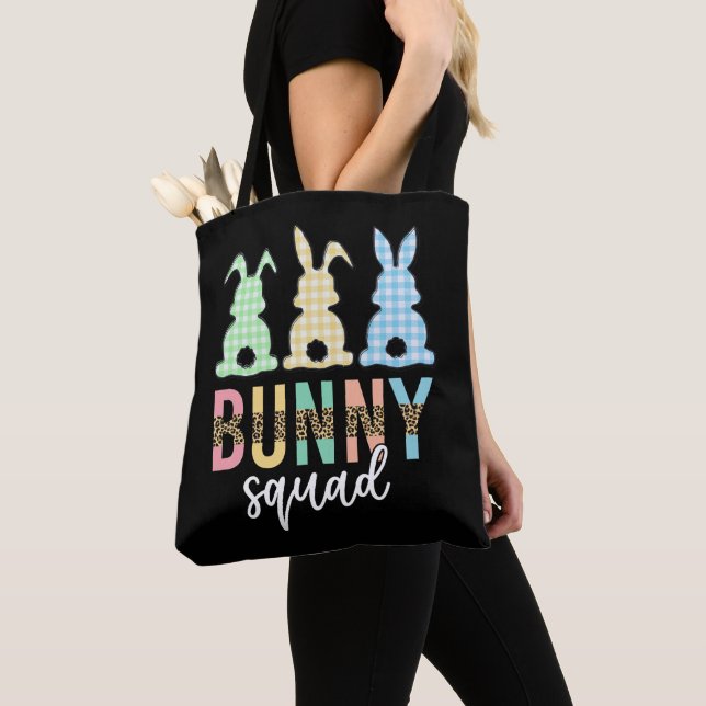 Bunny Squad | Easter Egg Hunt Cute Bunny Tote Bag (Close Up)