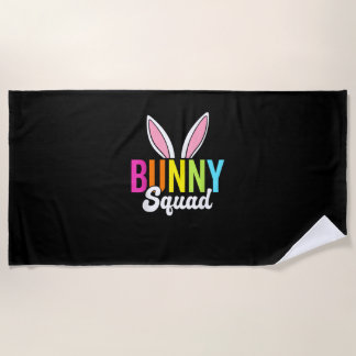 Bunny squad, matching easter rabbit ears, Easter p Beach Towel