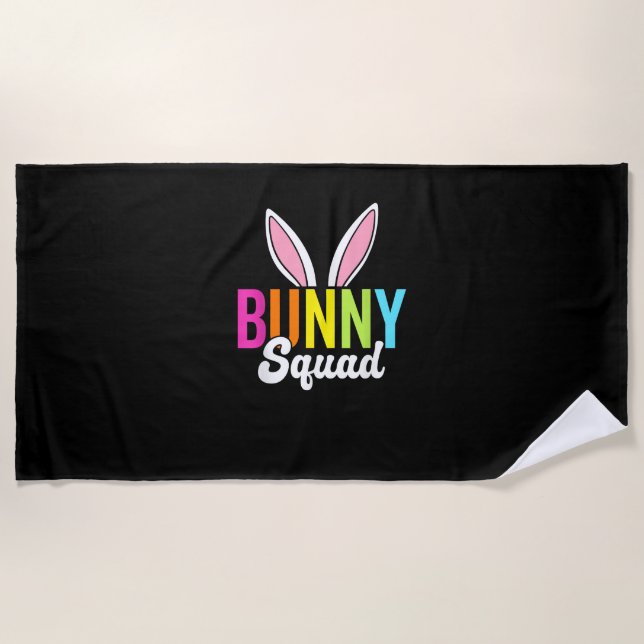 Bunny squad, matching easter rabbit ears, Easter p Beach Towel (Front)