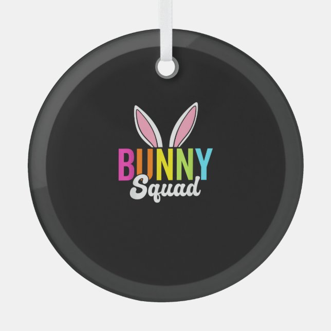 Bunny squad, matching easter rabbit ears, Easter p Glass Ornament (Front)