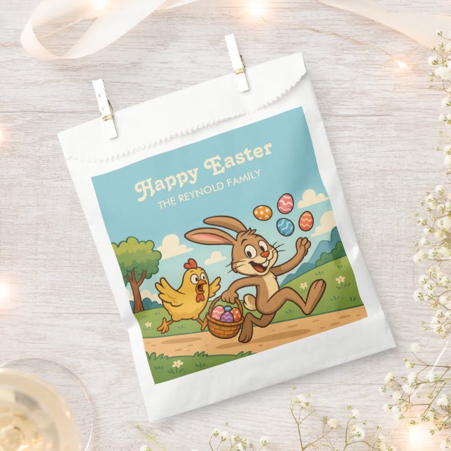Bunny Steals Eggs from Hen | Easter Cartoon Funny Favor Bag (Clipped)