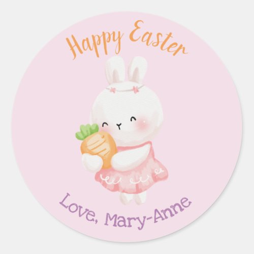 Bunny Stickers Cute Easter Rabbit with Carrot