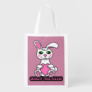 Bunny,stop animal cruelty grocery bag