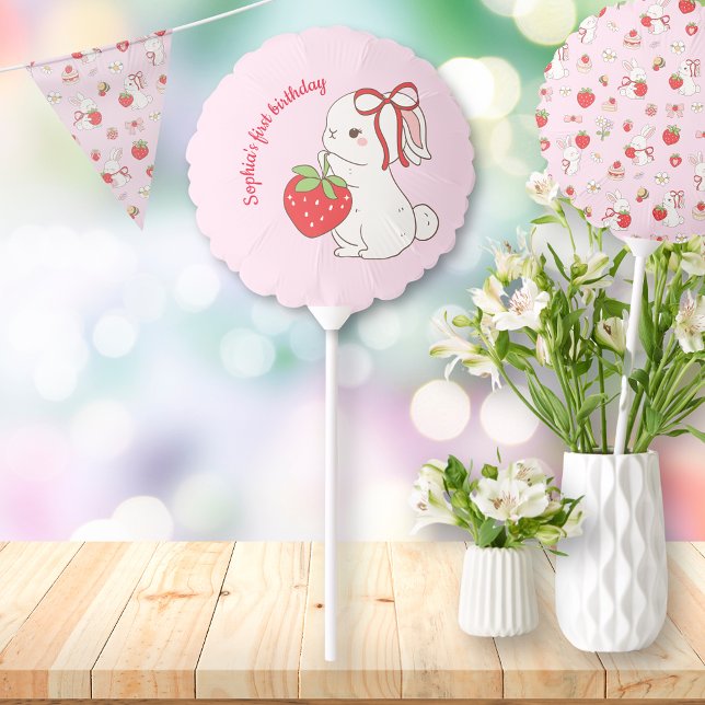 Bunny Strawberry Birthday Balloon (Creator Uploaded)