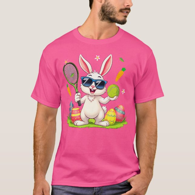 Bunny Sunglasses Easter Eggs Tennis Player Lover T-Shirt (Front)