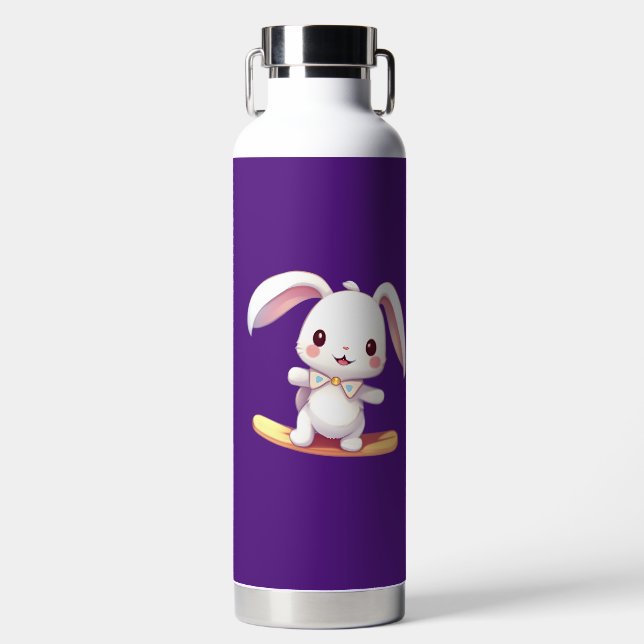 bunny surfing water bottle (Front)