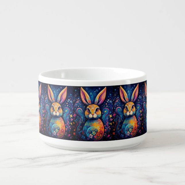 Bunny swirls and hearts Blue Bowl (Center)