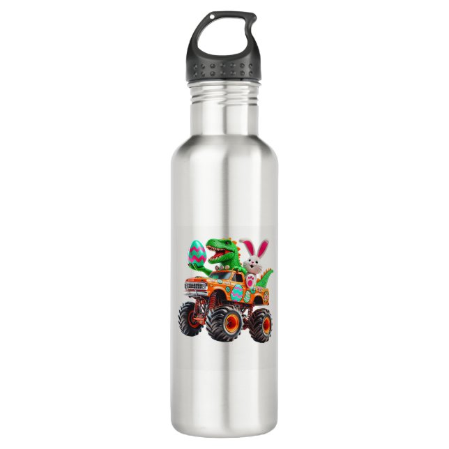 Bunny T-rex Easter Monster Truck Dino Funny Boys K Stainless Steel Water Bottle (Front)