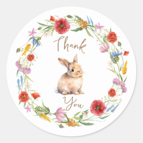 Bunny thank you sticker floral_Customizable