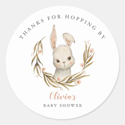 Bunny Thanks For Hopping By Baby Shower Favor Classic Round Sticker