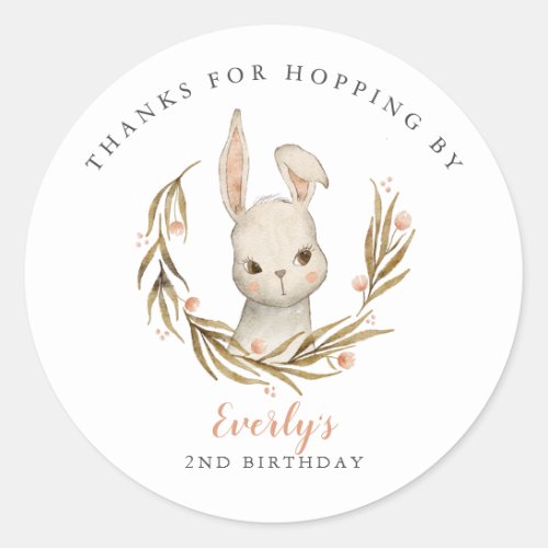 Bunny Thanks For Hopping By Girl Birthday Party Classic Round Sticker