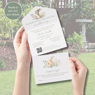 Bunny Themed Baby Shower Invitation All in One