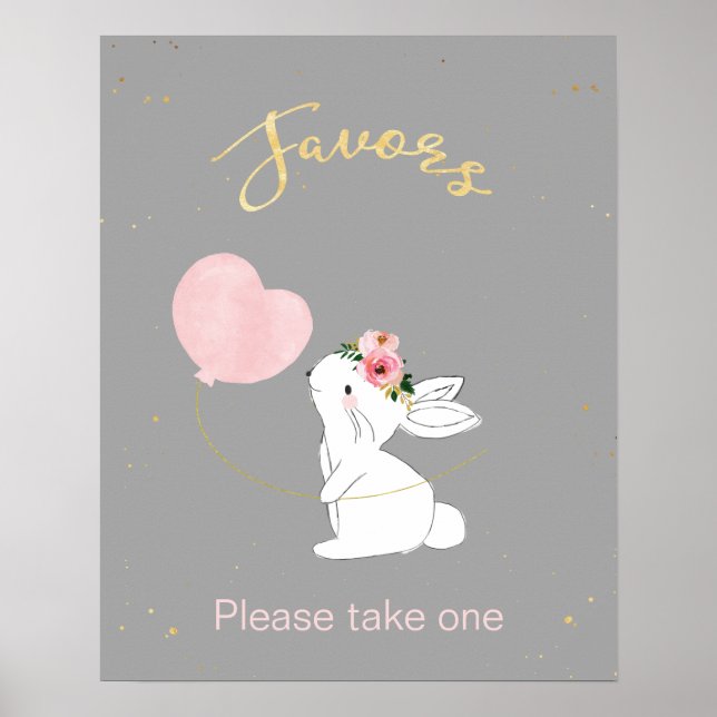 Bunny Themed Favors Baby Shower Sign (Front)