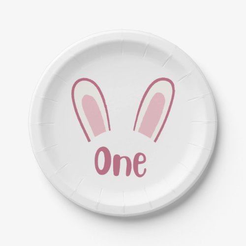 Bunny themed first birthday party plates 