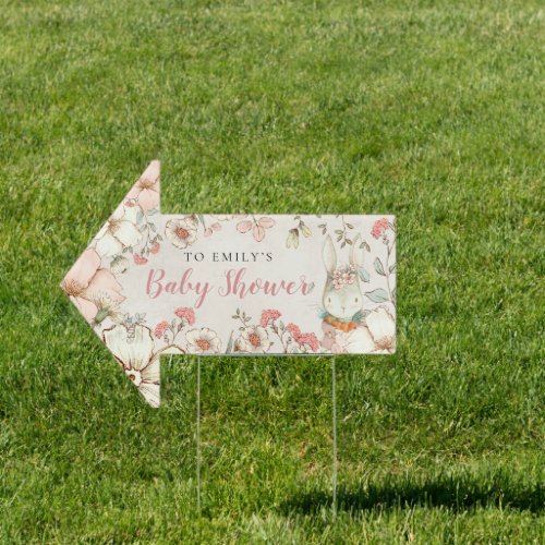 Bunny This Way Name Baby Shower Arrow Sign