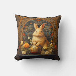 Bunny Throw Pillow, William Morris inspired Pillow