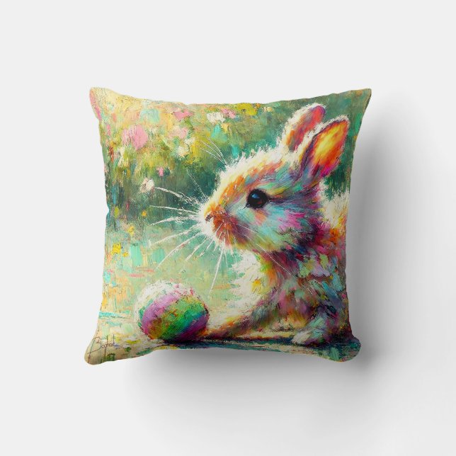 Bunny time throw pillow (Back)
