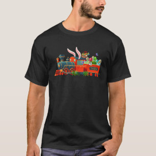 Bunny Train & Colorful Eggs Happy Easter Day Men B T-Shirt